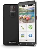 emporiaSMART.5 Mini, Seniorenhandy, 4G Volte, Senioren Smartphone ohne Vertrag, Mobiltelefon mit Notruftaste, 4,95-Zoll-Display, Android 13, 13 MP Kamera, Schwarz, E5mini/E5m 001