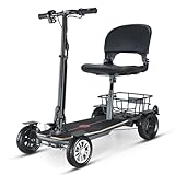 WISGING Mobilitätsroller 4 Räder – E-Roller betriebener Rollstuhl – Kompakt, robust und mobil für Reise, Erwachsene, Ältere - 20km lange Reichweite, inklusive erweiterter Akku mit Ladegerät und Korb