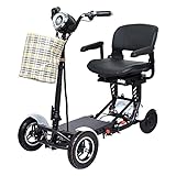 Faltbarer Reisemobilitätsroller, 4-Rad-Elektromobilitätsroller Für Erwachsene, Ältere Menschen Mit Behinderungen, Höhenverstellbare Ruderpinne, Höchstgeschwindigkeit 19 Km/H,15.6AH